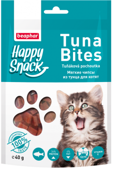 Beaphar Happy Snack Tuna Bites Мягкие чипсы из тунца для котят 40г