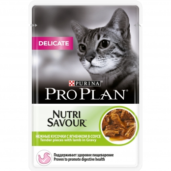 Pro Plan Delicate консервы для кошек с чувствительным пищеварением, с ягненком в соусе 85 г