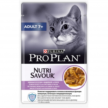 Pro Plan Adult 7+ консервы для взрослых кошек старше 7 лет с индейкой в соусе 85 г