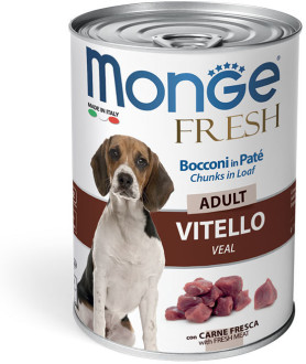 Monge Dog Fresh Chunks in Loaf консервы для собак мясной рулет телятина 400г