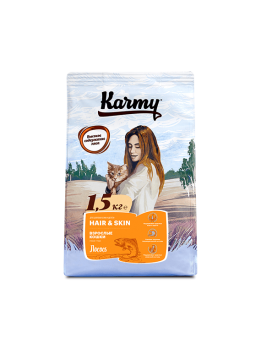 Karmy Hair & Skin сухой корм для кошек, для здоровья кожи и шерсти Лосось 
