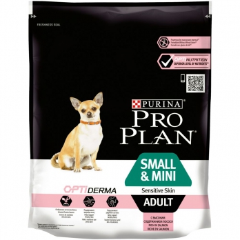 Pro Plan Small&Mini Adult для взрослых собак мелких и карликовых пород с чувствит. кожей с лососем и рисом 