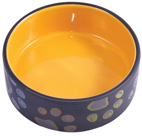 КерамикАрт миска керамическая для собак 420 мл черная с желтым