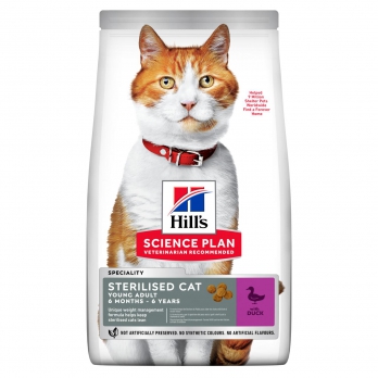 Hill's Sterilised Cat Young Adult сухой корм для стерил.кошек 6 мес-6 лет, утка