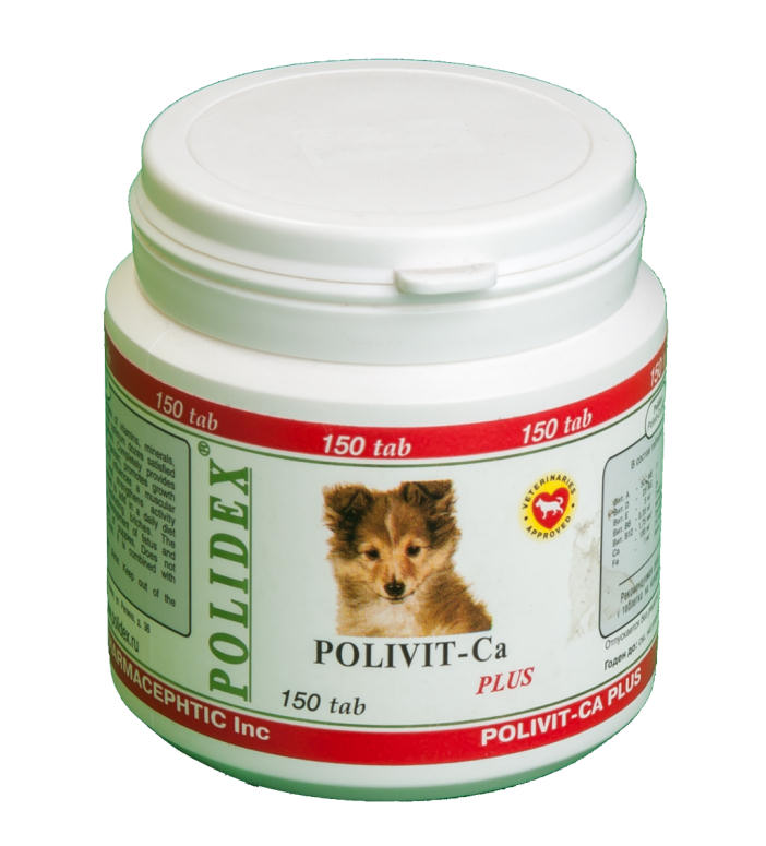 Полидекс Polivit-Ca plus для собак, способствует улучшению роста костной ткани и фосфорно-кальциевого обмена 